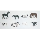 Lot de 8 animaux (black cow, Horses mouton) HO v2