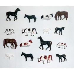 Lot de 16 animaux (vaches chevaux mouton) HO