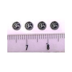Lot de 4 macarons SNCF fond rouge version 1 HO