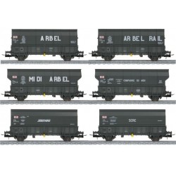 Set de six wagons trémie charbon ou coke de la SNCF Makette 4571 HO