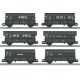 Set de six wagons trémie charbon ou coke de la SNCF Makette 4751 HO
