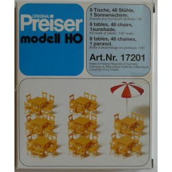 Tables, chairs , parasol - PREISER - 17201 - HO