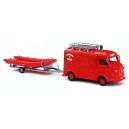 BUSCH - Fourgon citroen H avec canot POMPIERS - 41961 - HO