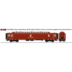 LS models - LSM 40415 - POSTAL car OCEM brown PTT , brown roof, "PRESSE PARISIENNE" - HO