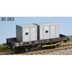 LSModels - LSM 30263 - Wagon plat OCEM 19 SNCF UIC rouge avec conteneurs gris clairs epIII - HO