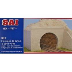 SAI maquette 301 - 2 entree de tunnel 2 voies avec contreforts - HO 1/87