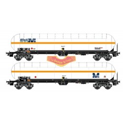 LS Models - LSM 30187 2 WAGONS citerne UAS blanc bandeau orange MILLET - HO