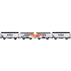 LS-models LS30396 - Conjunto de 4 vagones ocem refrigerado blanco "STEF" SNCF - HO