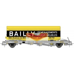REE modeles WB-343 - Wagon KANGOUROU Ep.III + Remorque "BAILLY" tôlé simple essieu - HO