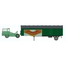 REE modeles CB-023 - tractor KANGOUROU green toit blanc + trailer green bâche simple axle Ep.III-IV - HO