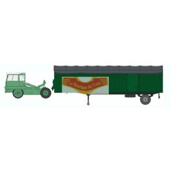 REE modeles CB-023 - tractora KANGOUROU green toit blanc + remolque verde bâche simple axle Ep.III-IV - HO