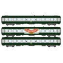 REE vb068 - box of 3 UIC Green scrubland and alu passenger Cars ep4 - HO