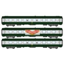 REE vb068 - box of 3 UIC Green scrubland and alu passenger Cars ep4 - HO