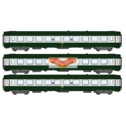 REE vb068 - caja de 3 coche de pasajeros UIC matorral verde y ALU EP4 - HO