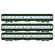 REE vb068 - box of 3 UIC Green scrubland and alu passenger Cars ep4 - HO