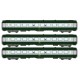 REE vb068 - caja de 3 coche de pasajeros UIC matorral verde y ALU EP4 - HO