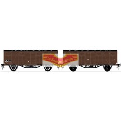 LS-models LSM 30503, 2 Wagons COUVERT STANDARD brun foncé toit noir SNCF, époque 3 - HO