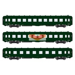 REE modeles vb137 - Set of 3 passenger cars DEV A0 courtes A8-C10 Vert 306 ep3A - HO