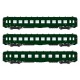 REE modeles vb137 - Set of 3 passenger cars DEV A0 courtes A8-C10 Vert 306 ep3A - HO