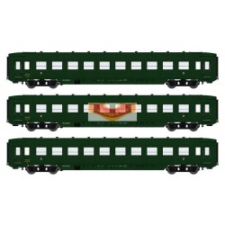 REE modeles vb129 - Set of 3 passenger cars DEV A0 courtes B10 Vert 306 ep3 - HO